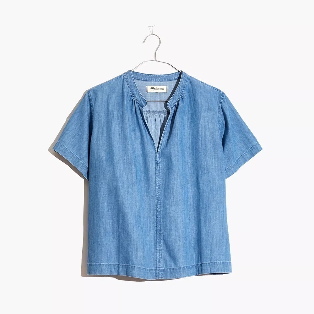 Madewell Denim V-Neck Top in Hadley Wash Sz XXS NWT $68
